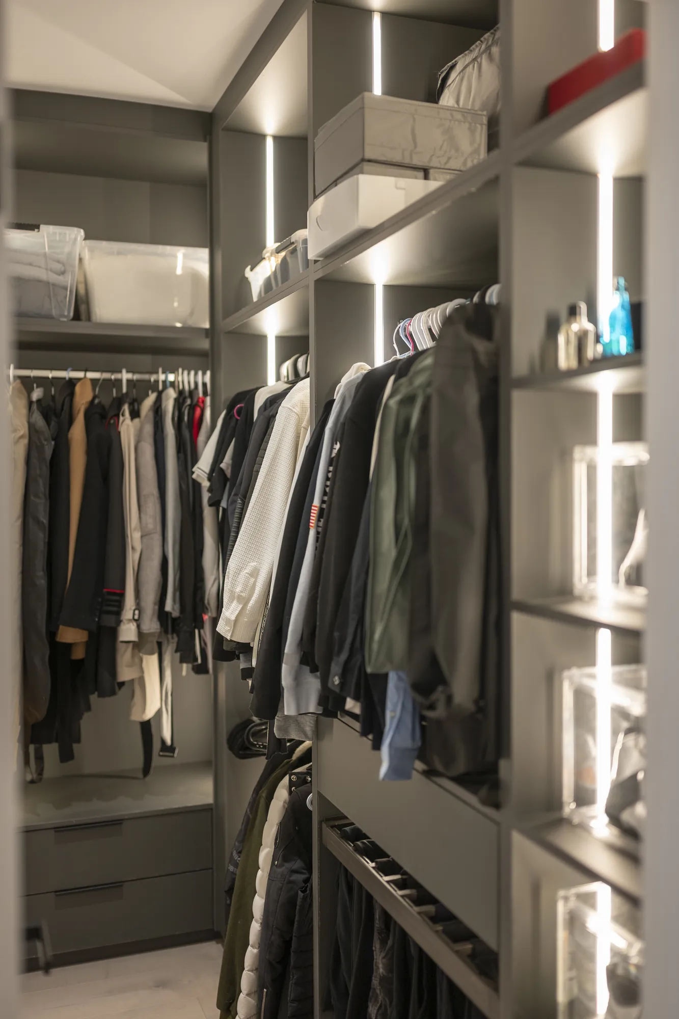 Open hanging and shelving in a Richmond Hill walk-in closet
